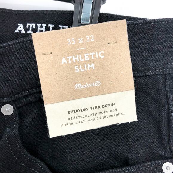 MADEWELL Men's Athletic Slim Jeans 35x32 Black Bainhart Wash Coolmax Denim NWT - Picture 9 of 10